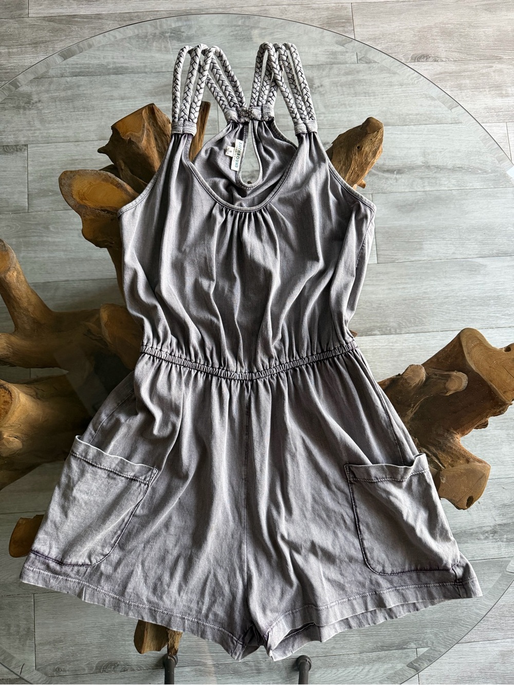 Earthbound Trading Co. romper with pockets.